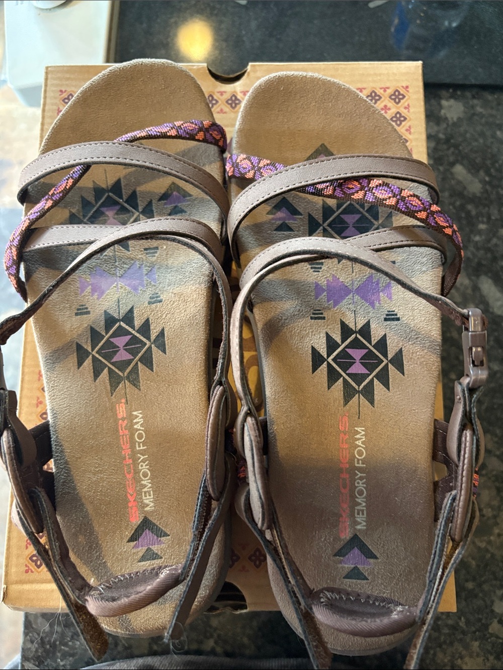 Skechers Brown Sandal with Purple Accent Straps